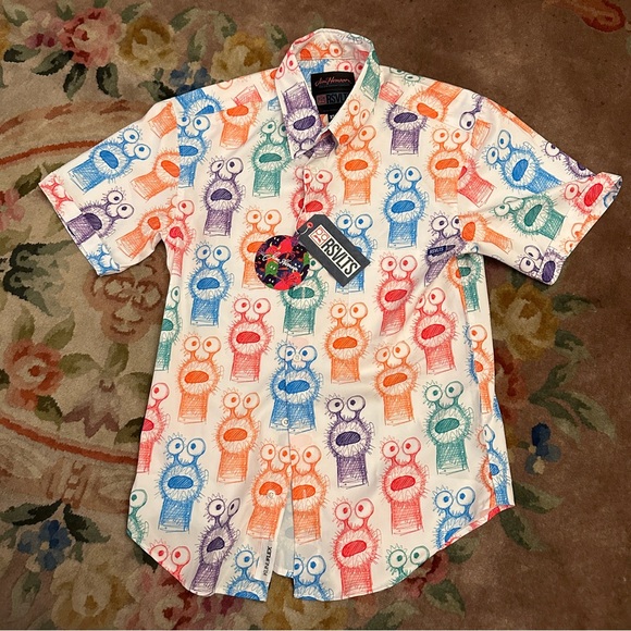 NWT XS Men’s RSVLTS Henson Sketches “What the Fuzz” shirt - Picture 1 of 3